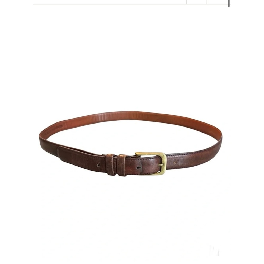 Coach Vintage 5705 Brown Burnished Cowhide Leather Belt Solid Brass Buckle 34